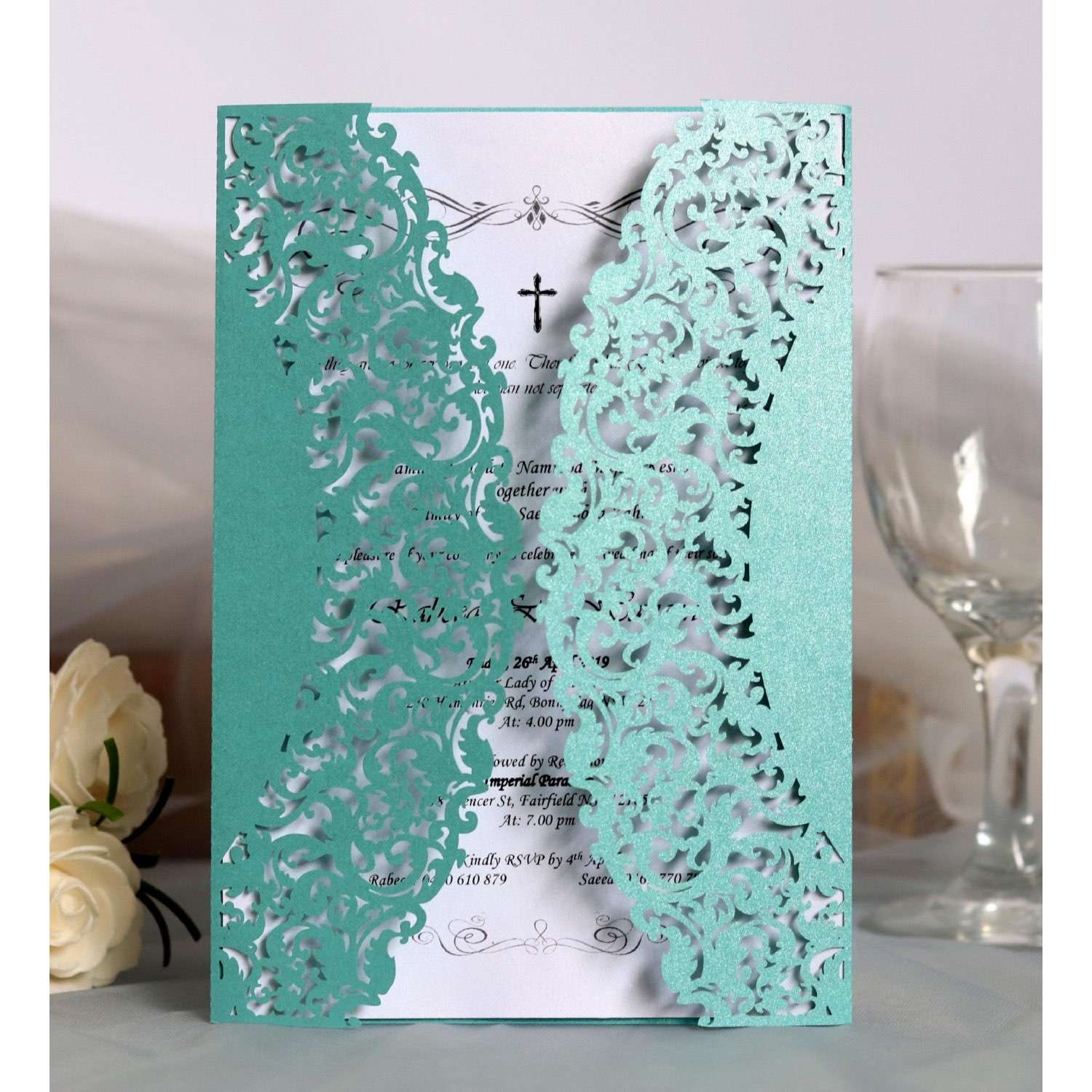Wedding Invitation Rectangle Laser Blessing Card Lace Card 2020